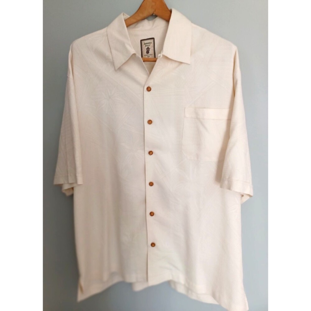 Jamaca Jaxx Mens Shirt Sz XL 100% Silk Tropical Cool